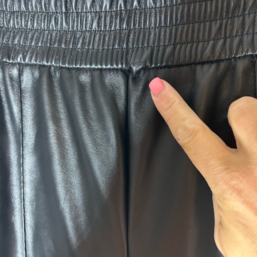 Womens Maison d’Amelie Black Faux Leather Joggers Size 12 Bikercore - Picture 5 of 13